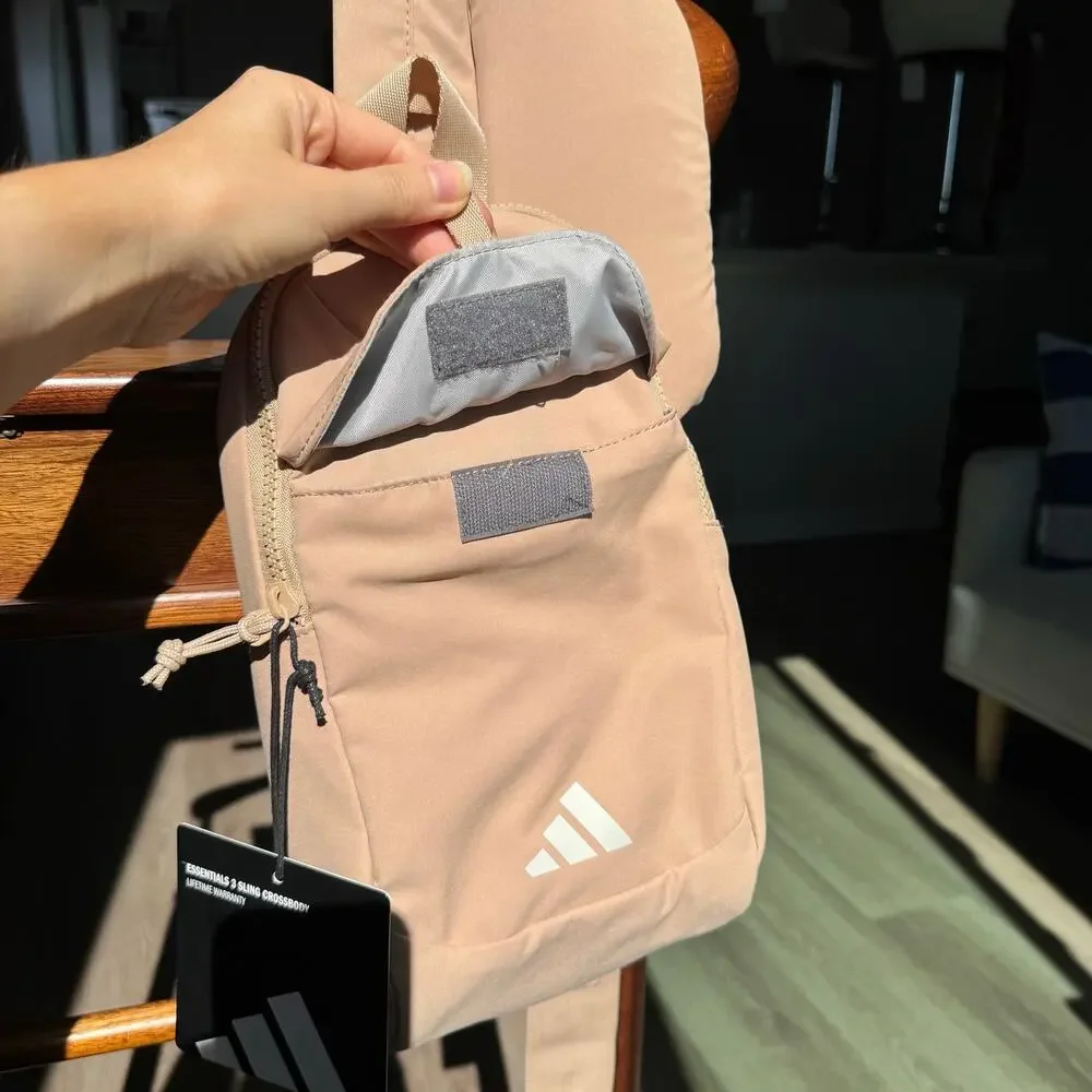 NWT Adidas Essentials 3 Sling Crossbody Bag Warm Sandstone Beige JK5347